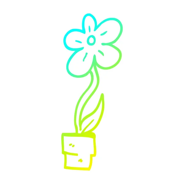 Froid dégradé ligne dessin dessin dessin animé pot de fleurs — Image vectorielle