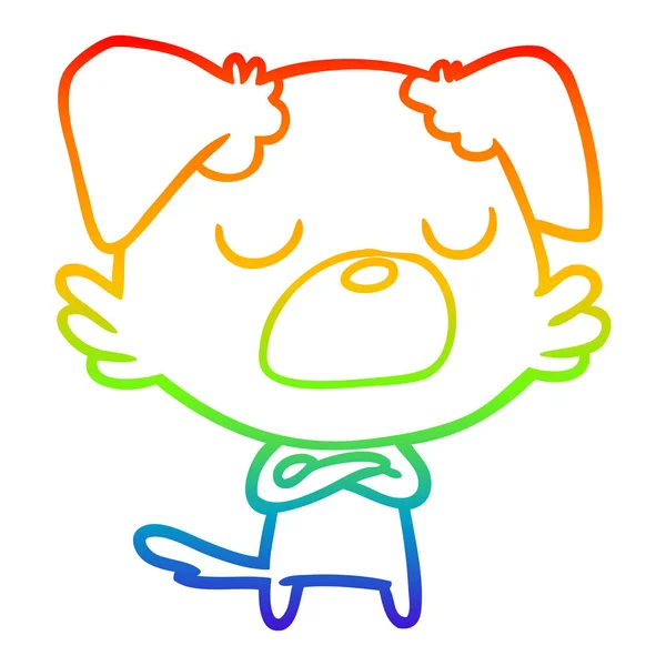 Arco iris gradiente línea dibujo dibujos animados perro — Vector de stock