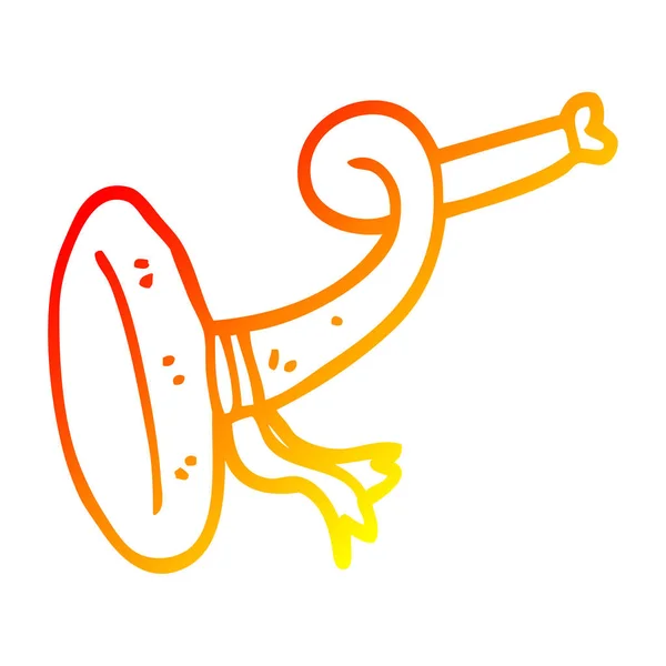 Gradient chaud ligne dessin dessin dessin animé bouclé corne instrument — Image vectorielle