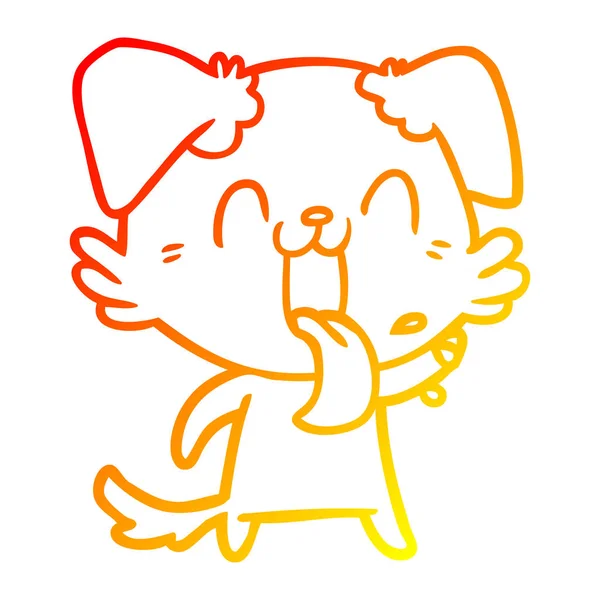 Sıcak degrade çizgi çizim karikatür panting köpek — Stok Vektör