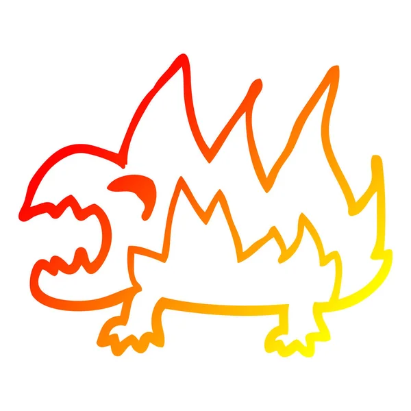 Chaud gradient ligne dessin dessin dessin animé feu démon — Image vectorielle