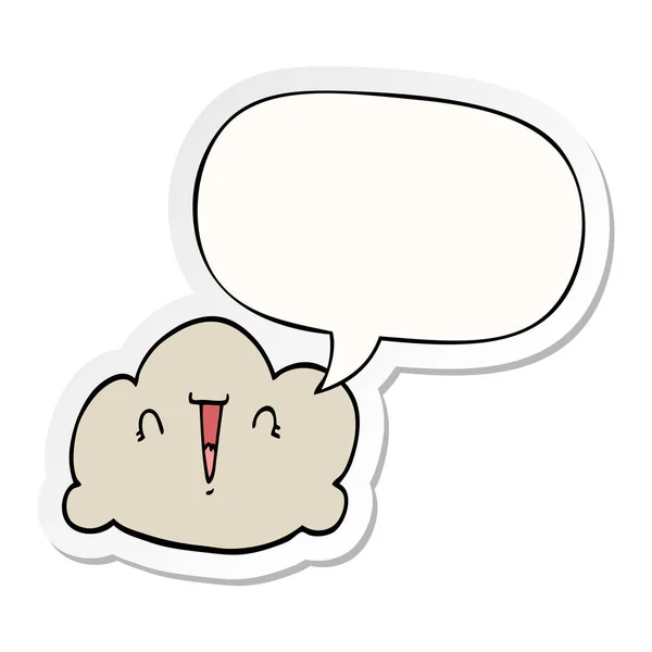 Cartoon cloud and speech bubble sticker — Stock Vector