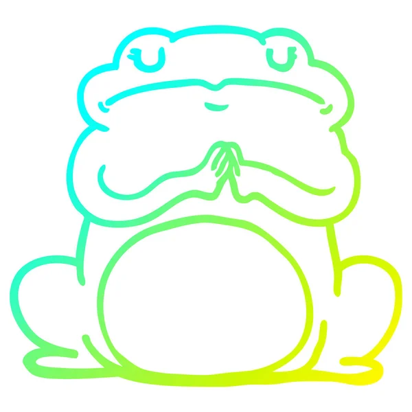 Froid dégradé ligne dessin dessin dessin animé grenouille arrogante — Image vectorielle