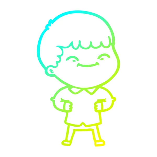 Kall gradient linje ritning tecknad lycklig pojke — Stock vektor