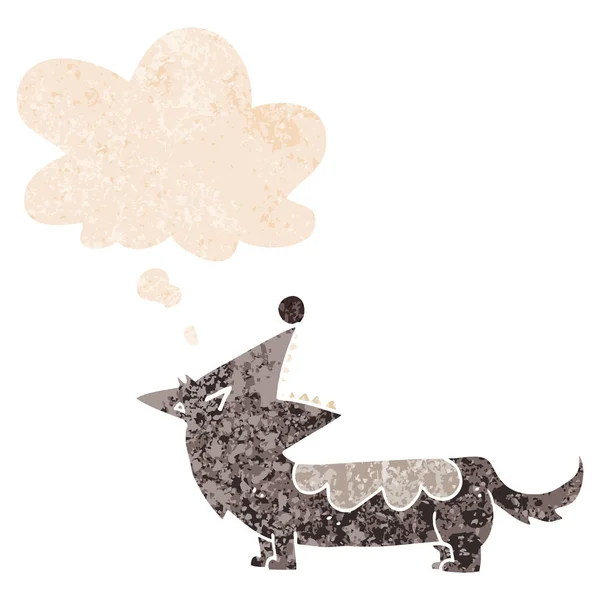 Karikatúra kutya és gondolat buborék retro textúrájú stílusban — Stock Vector