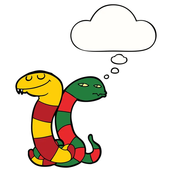 漫画のヘビと思考バブル — ストックベクタ