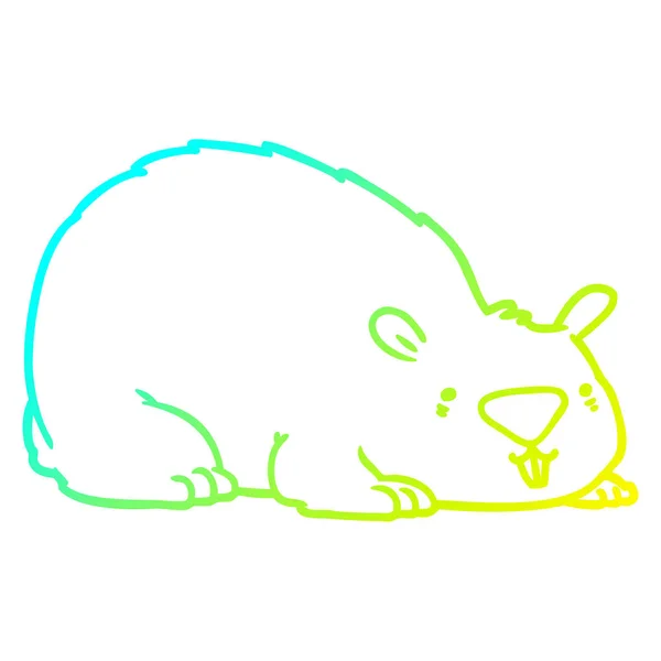 Línea de gradiente frío dibujo de dibujos animados wombat — Archivo Imágenes Vectoriales