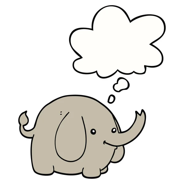 Dessin animé éléphant et bulle de pensée — Image vectorielle