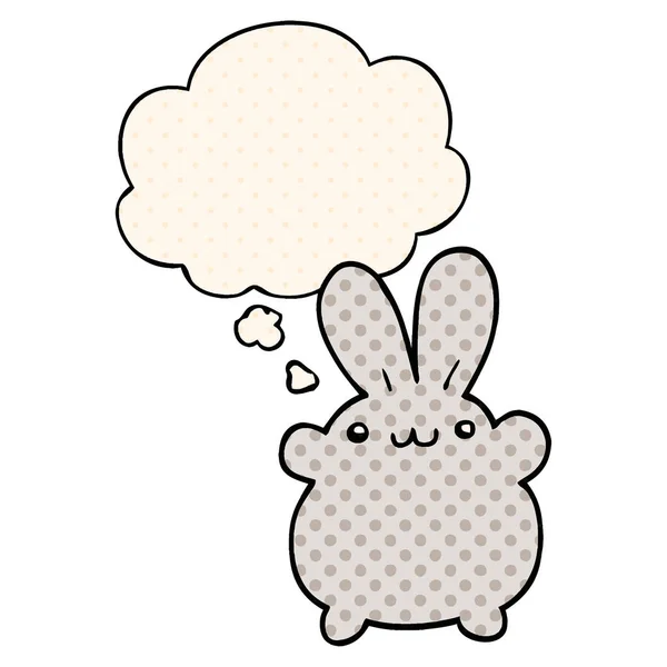 Cartoon rabbit and thought bubble in comic book style — Stock Vector