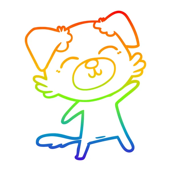 Regenboog gradiënt lijntekening cartoon hond — Stockvector