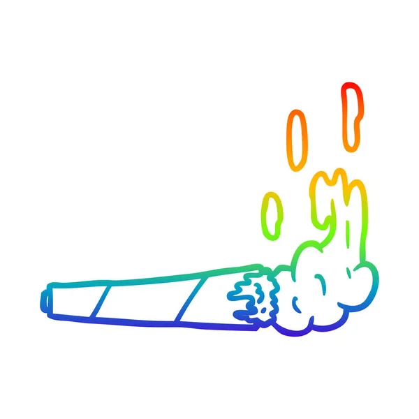 Línea de gradiente arco iris dibujo marihuana conjunta — Archivo Imágenes Vectoriales