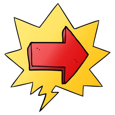 düzgün degrade stil çizgi film işaret ok ve konuşma balonu