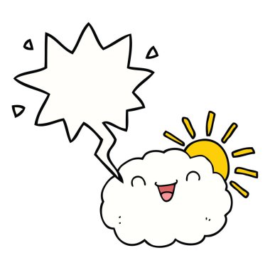 mutlu karikatür bulut ve konuşma balonu