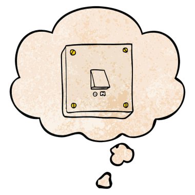 karikatür ışık anahtarı ve grunge doku patter düşünce kabarcık