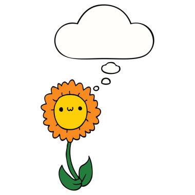 karikatür çiçek ve düşünce balonu