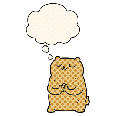 çizgi film ayısı ve çizgi roman tarzında düşünce balonu