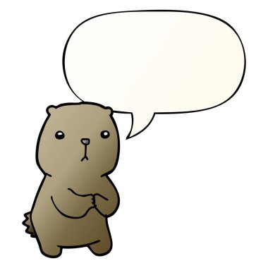 düzgün degrade tarzında karikatür endişeli ayı ve konuşma balonu