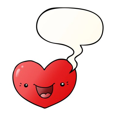 çizgi film aşk kalp karakteri ve konuşma balonu pürüzsüz gradien