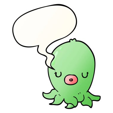 çizgi film ahtapot ve konuşma balonu pürüzsüz degrade tarzında