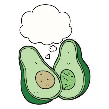 karikatür avokado ve düşünce balonu