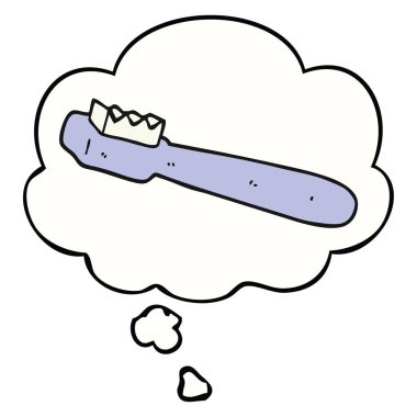 karikatür diş fırçası ve düşünce balonu