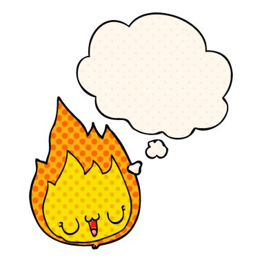 çizgi roman tarzında yüz ve düşünce balonu ile çizgi film alev