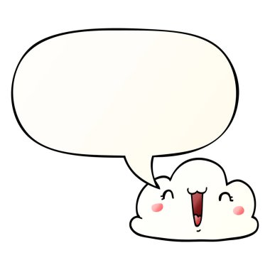 pürüzsüz degrade tarzında sevimli karikatür bulut ve konuşma balonu