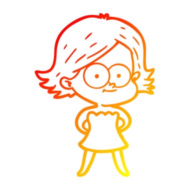 sıcak degrade çizgi çizim mutlu karikatür kız