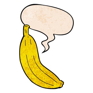 retro doku tarzında karikatür muz ve konuşma balonu