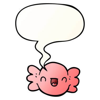 çizgi film pürüzsüz degrade tarzında şeker ve konuşma balonu sarılmış