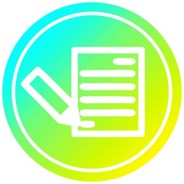 soğuk degrade spektrumda belge ve kalem dairesel