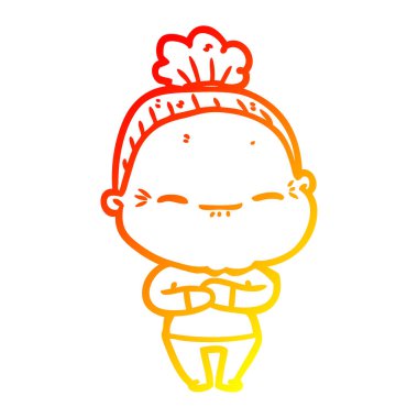 sıcak degrade çizgi çizim karikatür barışçıl yaşlı kadın