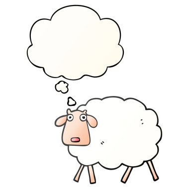 karikatür koyun ve pürüzsüz degrade tarzında kabarcık düşünce