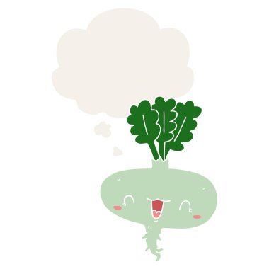 retro tarzında karikatür şalgam ve düşünce balonu