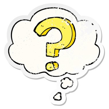 çizgi film soru işareti ve sıkıntılı yıpranmış st olarak kabarcık düşünce