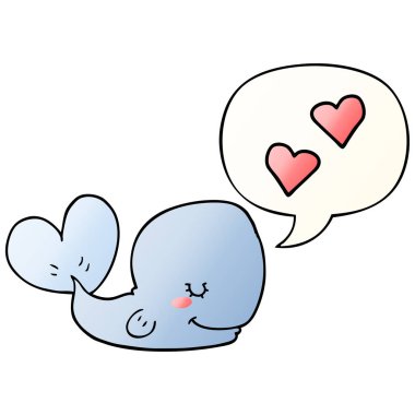 pürüzsüz degrade tarzında aşk ve konuşma balonu karikatür balina