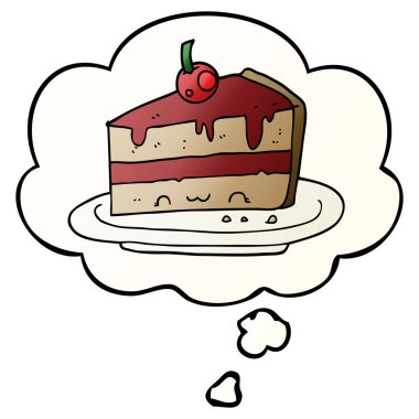 karikatür pasta ve pürüzsüz degrade tarzında düşünce balonu