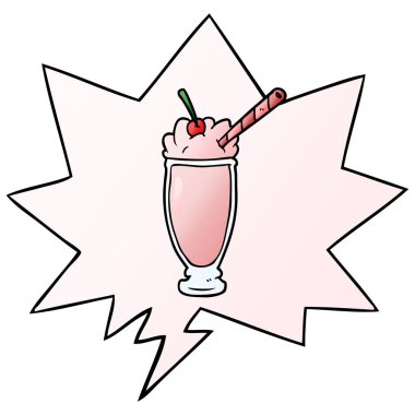 karikatür milkshake ve konuşma balonu pürüzsüz degrade tarzında