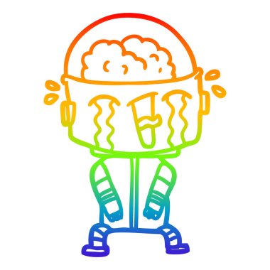 gökkuşağı gradyan çizgi çizim karikatür ağlayan robot