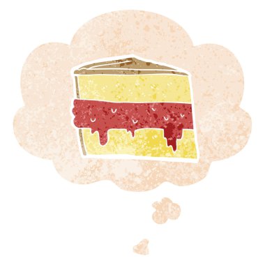 retro dokulu tarzıkarikatür pasta ve düşünce balonu