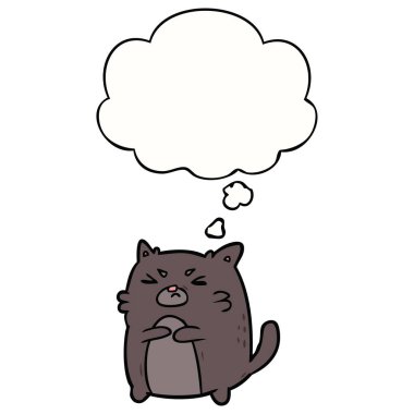 karikatür kızgın kedi ve düşünce balonu