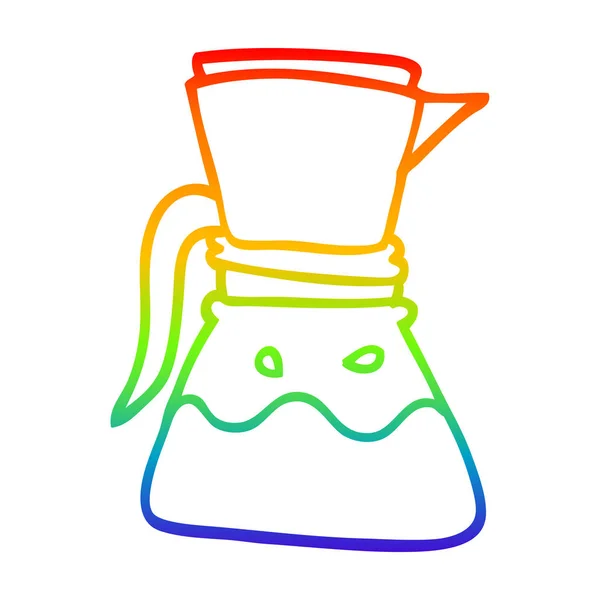 Arco iris gradiente línea dibujo dibujos animados filtro café — Vector de stock