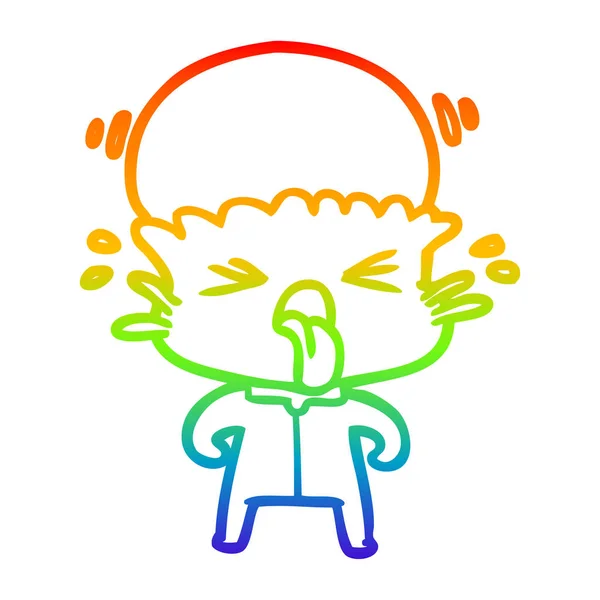 Rainbow gradient linje ritning konstig tecknad Alien — Stock vektor