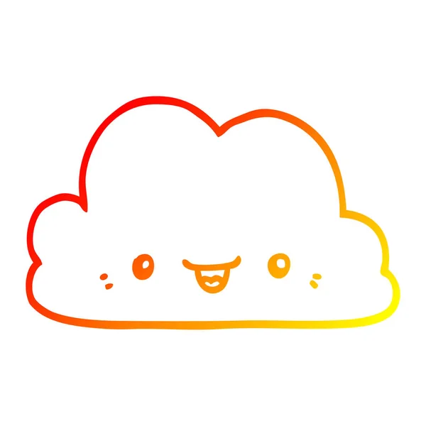 Varm gradient linje ritning söt Cartoon Cloud — Stock vektor