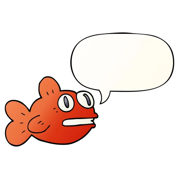 Poisson dessin animé et bulle d'expression dans un style de dégradé lisse — Image vectorielle