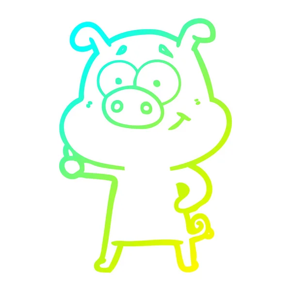 冷梯度线绘制快乐卡通猪 — 图库矢量图片