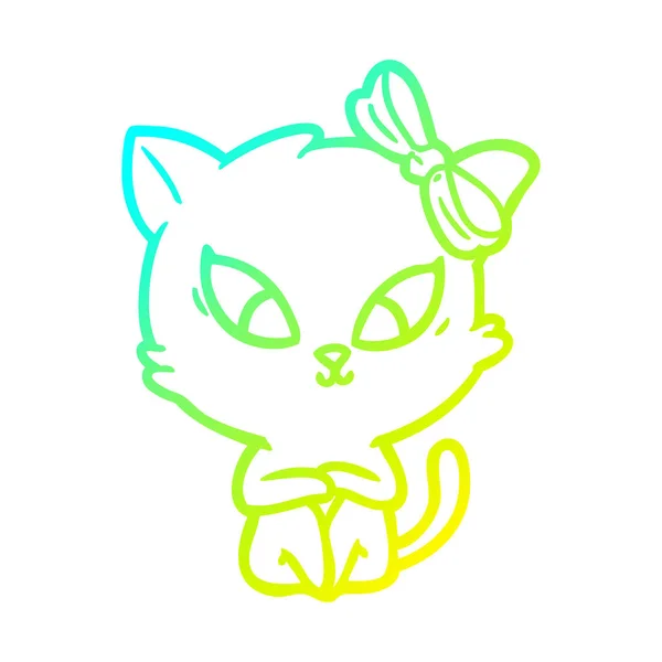 Studená Přechodová čára kresba Kreslená kočka — Stockový vektor