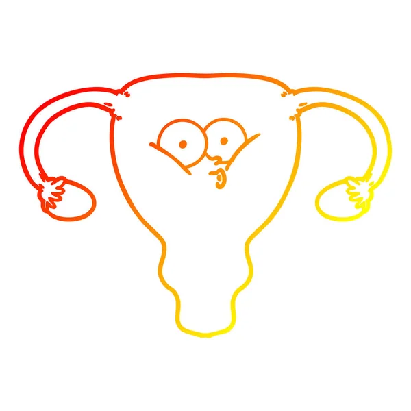 Warme gradiënt lijntekening cartoon baarmoeder — Stockvector
