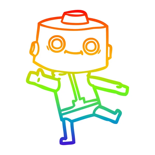 Rainbow gradient ligne dessin robot dessin animé — Image vectorielle