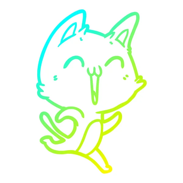 Kalte Gradientenlinie zeichnet fröhliche Cartoon-Katze — Stockvektor
